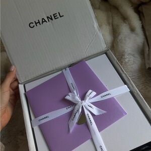 CHANEL Lavender Card with White Branded Ribbon